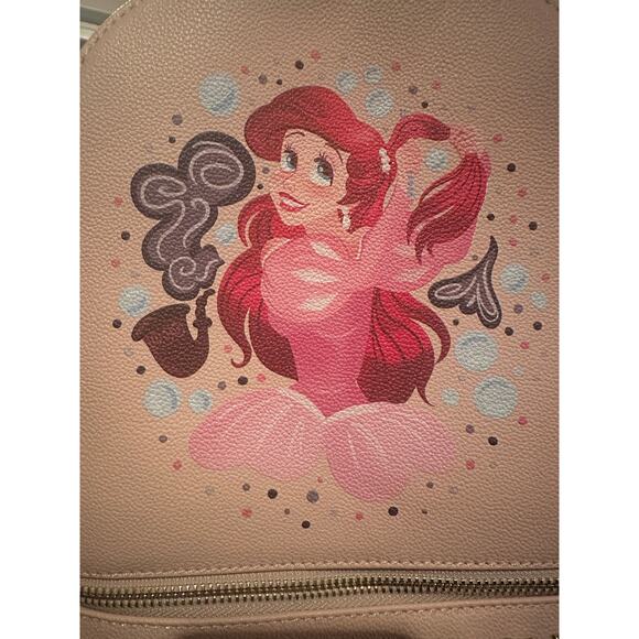 Disney Princess Ariel Little Mermaid Hand Painted Faux Leather Studded Mini Bag - Picture 2 of 3